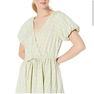 Madewell Light Green Plaid Midi Dress